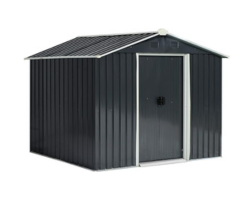 Outsunny 8' x 6' Outdoor Storage Shed, Metal Garden Tool Storage House with Lockable Sliding Doors and Vents for Backyard Patio Lawn, Charcoal Grey