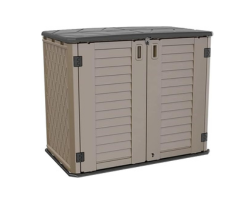 Shedvantage Horizontal Storage Shed 26 Cu. ft Weather Resistance, Large Outdoor Storage Cabinet Lockable, Thick HDEP Plastic Storage Unit for Backyards, Patio, Garden (Brown 26 Cu. ft)