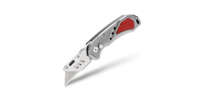 FC Folding Heavy Duty Utility Knife - Box Cutter with Holster, Quick Change Blades, Razor Sharp, Lockback Design, Lightweight Aluminum Body & Wood Trim