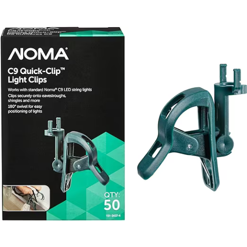 Noma Quick Clip C9 Replacement Clip Replacements | Spring-Loaded Outdoor String Light Clips | 50-Pack - Green