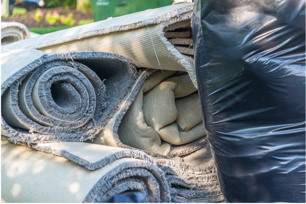 Cut carpet into pieces for easier removal