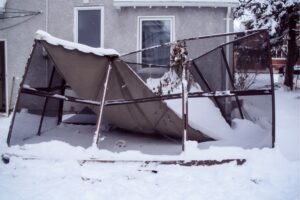 Gazebo damaged by heavy snow